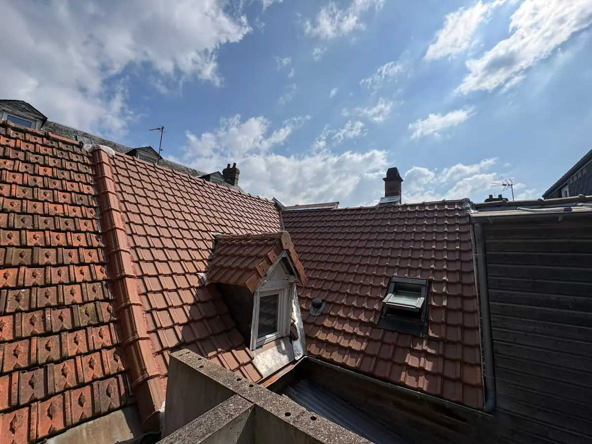 Toiture en tuile avec lucarne, après réfection